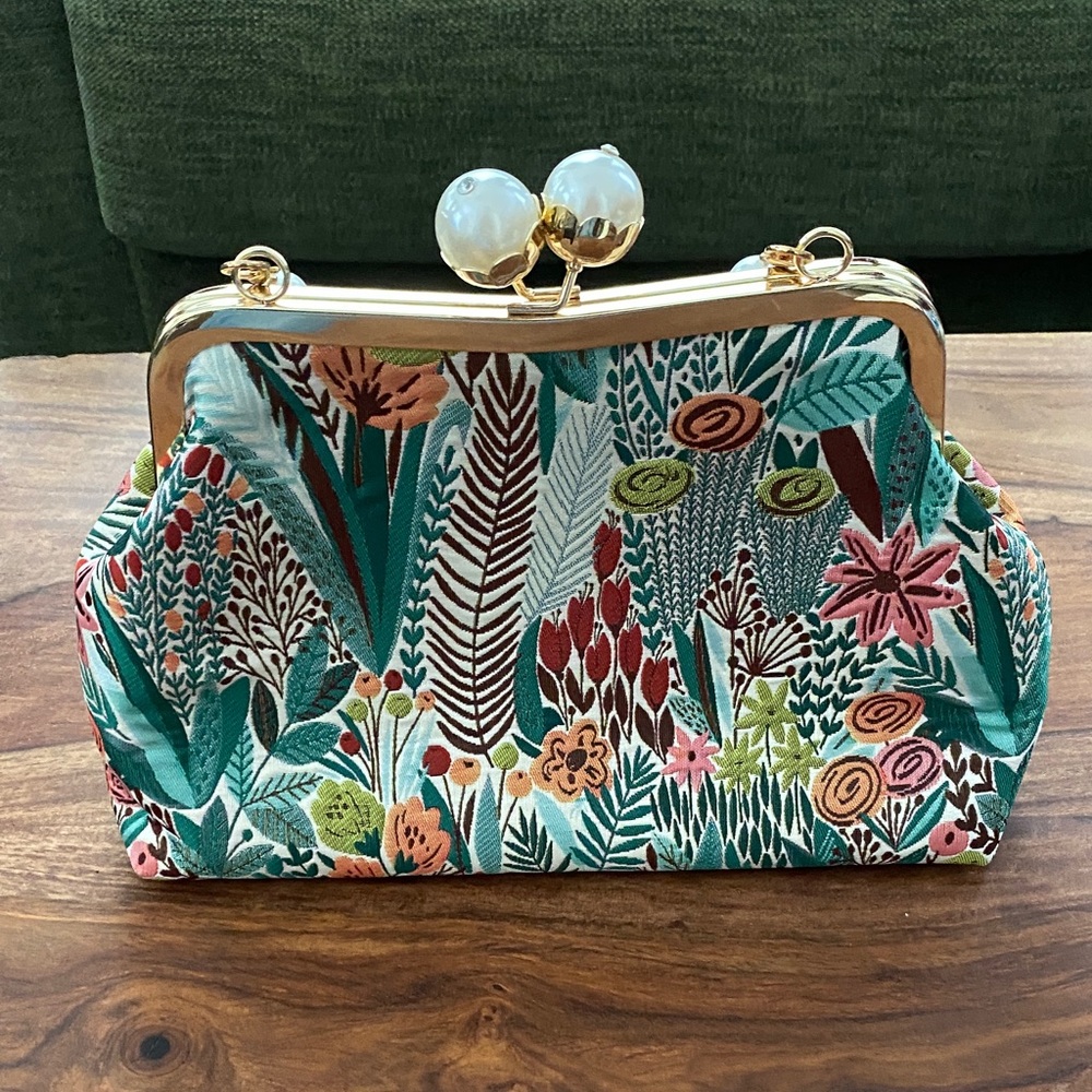 Floral Clutch with Gold Accents